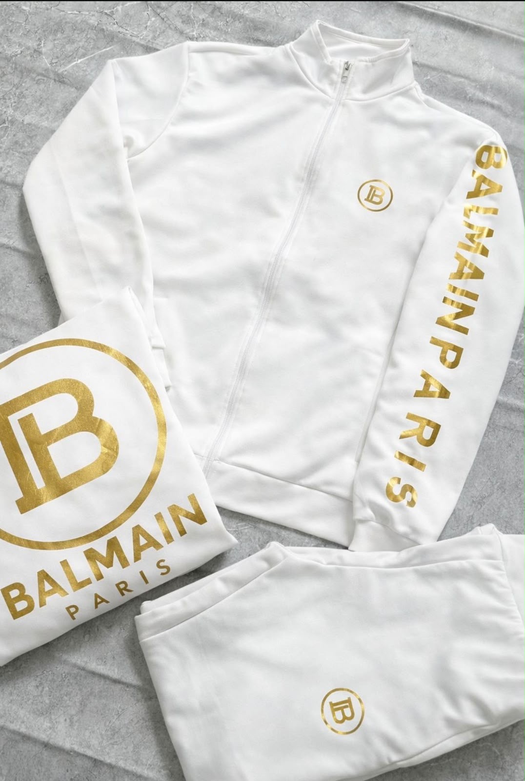 Conjunto Balmain Branco Gold — LW Imports